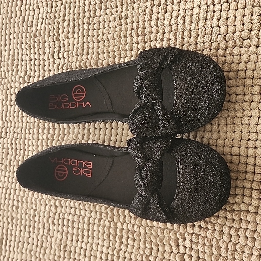 Big Buddha Black Glitter cute Ballet flats brand new with box